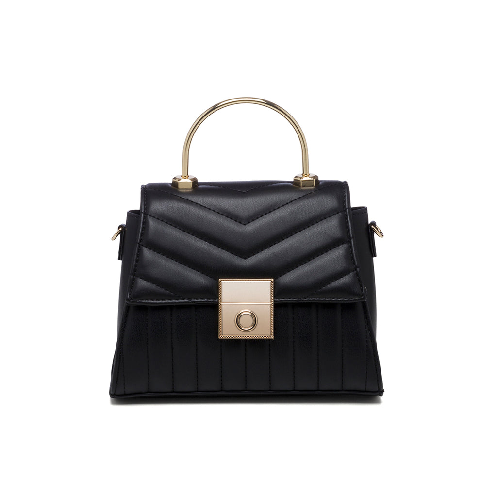 Borsa a mano nera in pelle vegana trapuntata Call It Spring Victoire