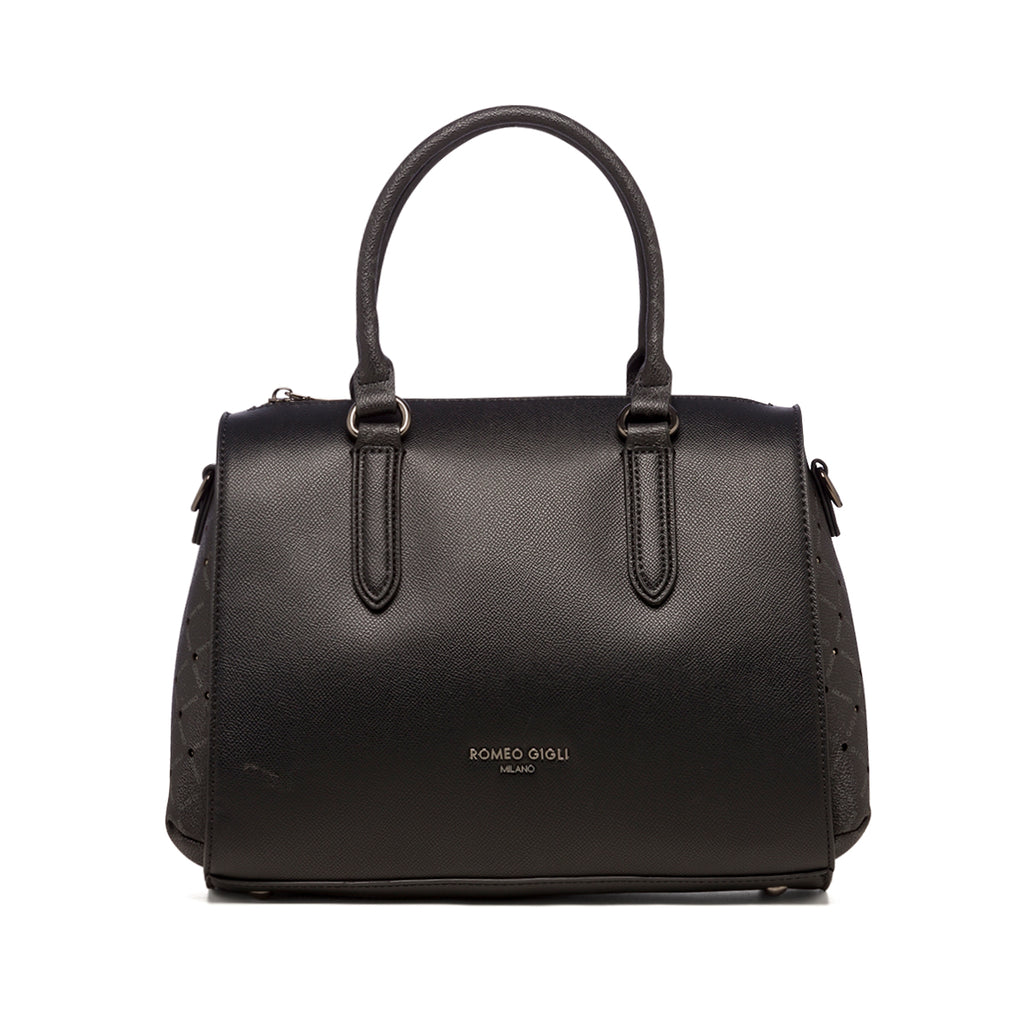 Borsa a mano nera da donna con monogramma Romeo Gigli Milano Gama
