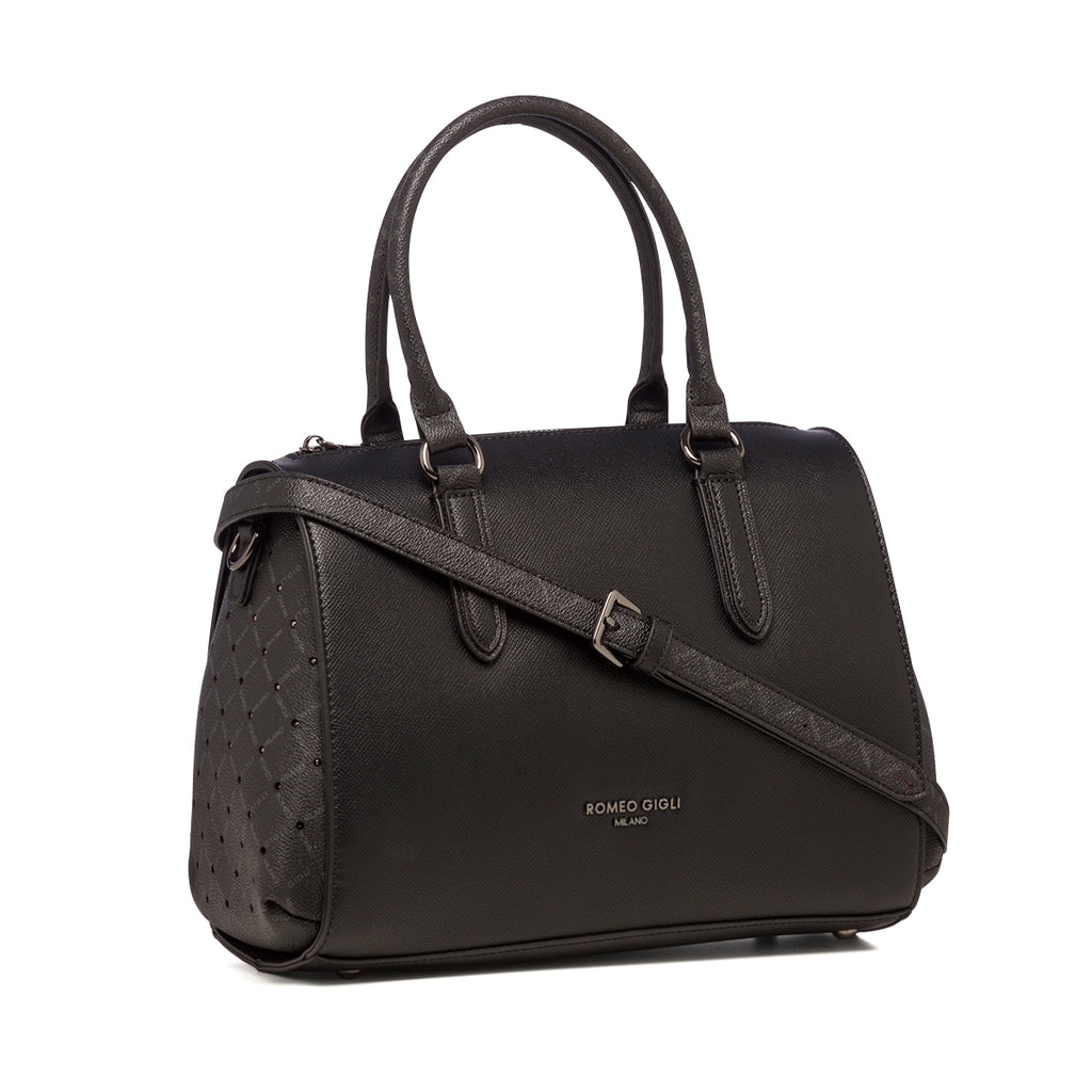 Borsa a mano nera da donna con monogramma Romeo Gigli Milano Gama