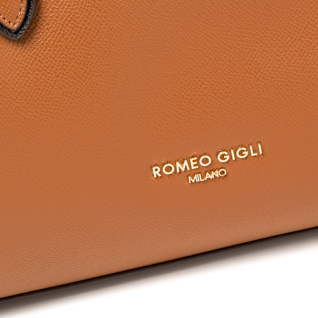 Borsa a mano marrone da donna con monogramma Romeo Gigli Milano Gama