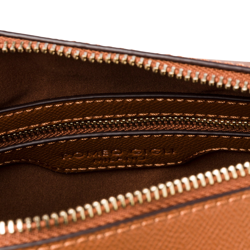 Borsa a mano marrone da donna con monogramma Romeo Gigli Milano Gama