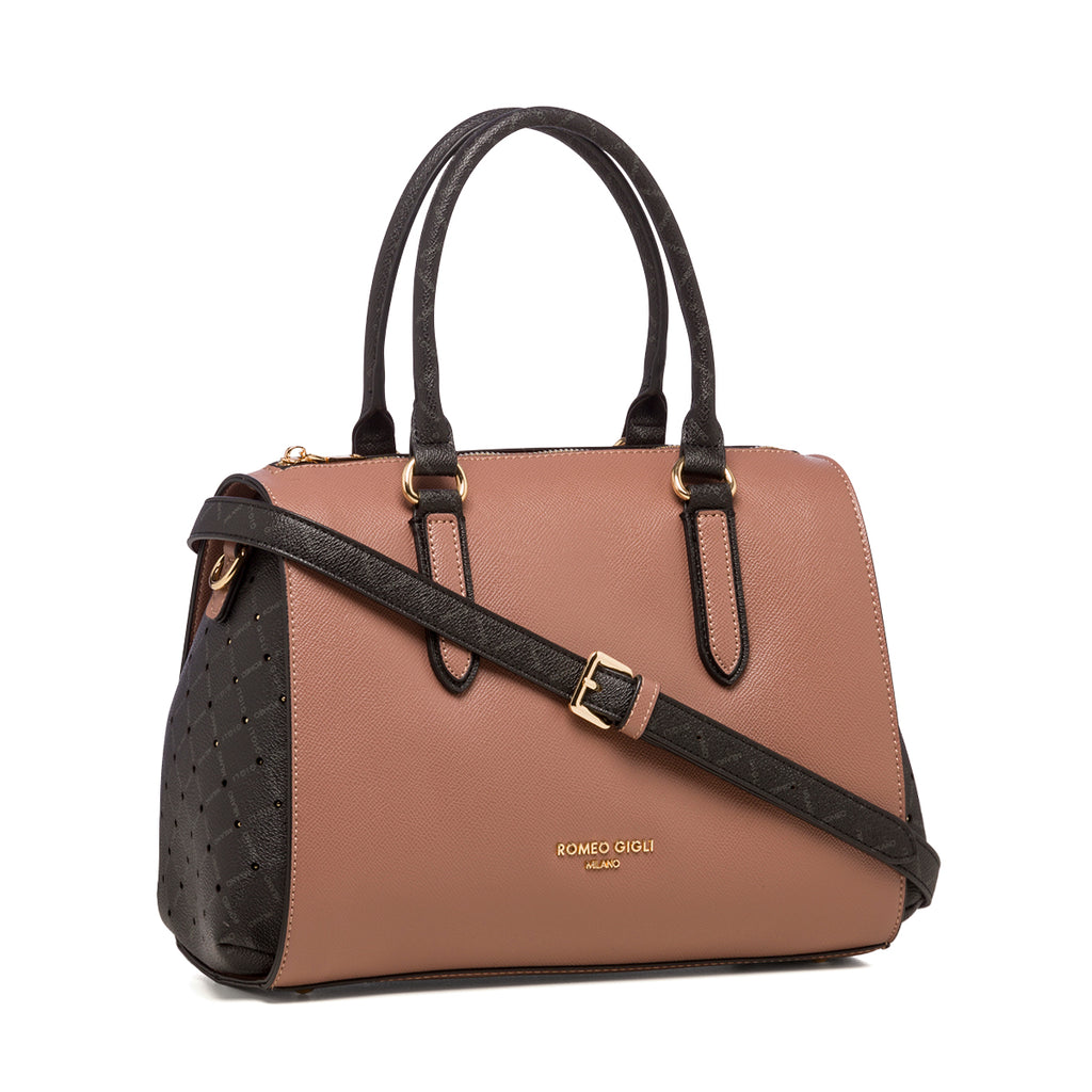 Borsa a mano rosa antico da donna con monogramma Romeo Gigli Milano Gama