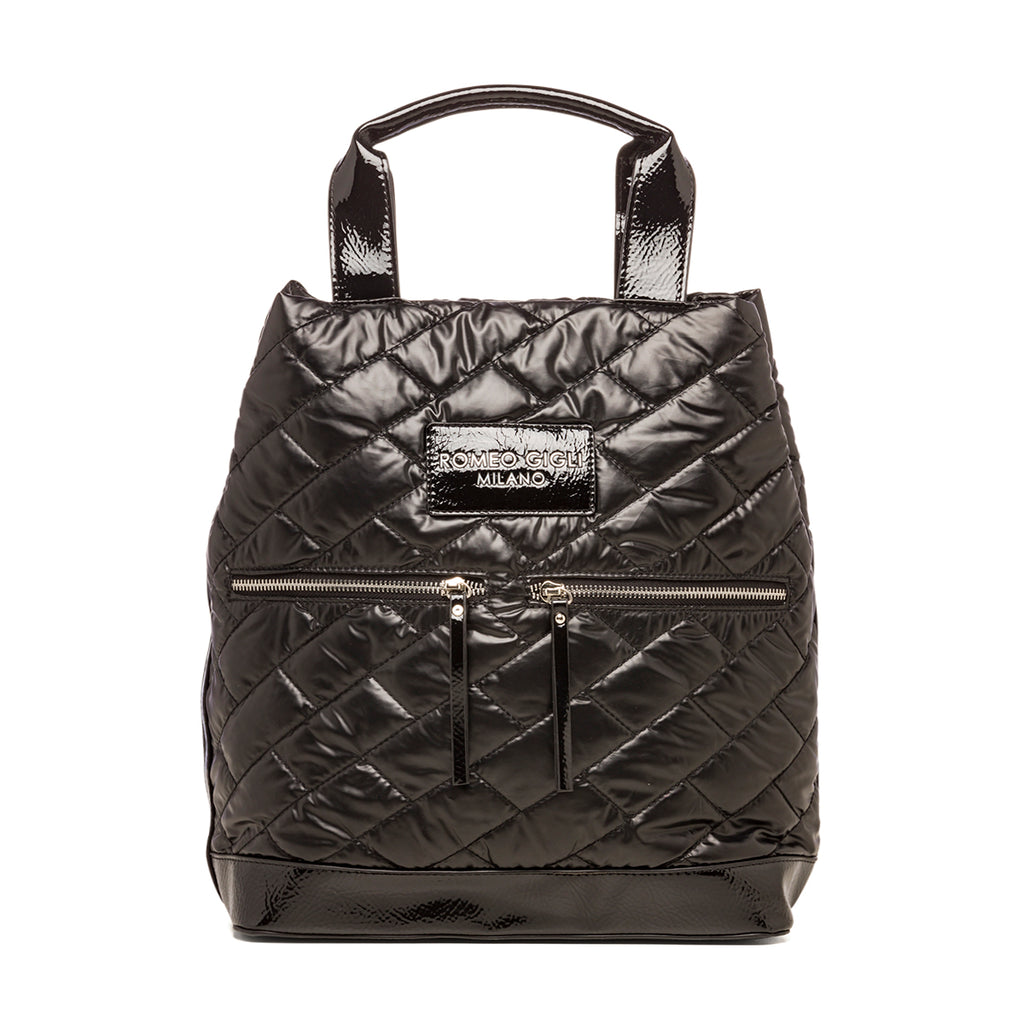 Borsa a mano nera trapuntata da donna Romeo Gigli Milano Reagan