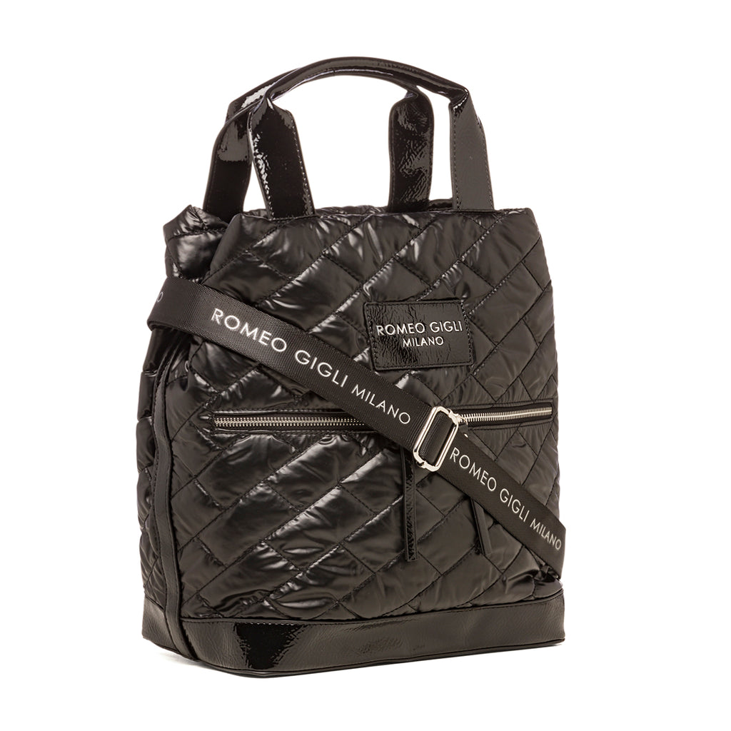 Borsa a mano nera trapuntata da donna Romeo Gigli Milano Reagan