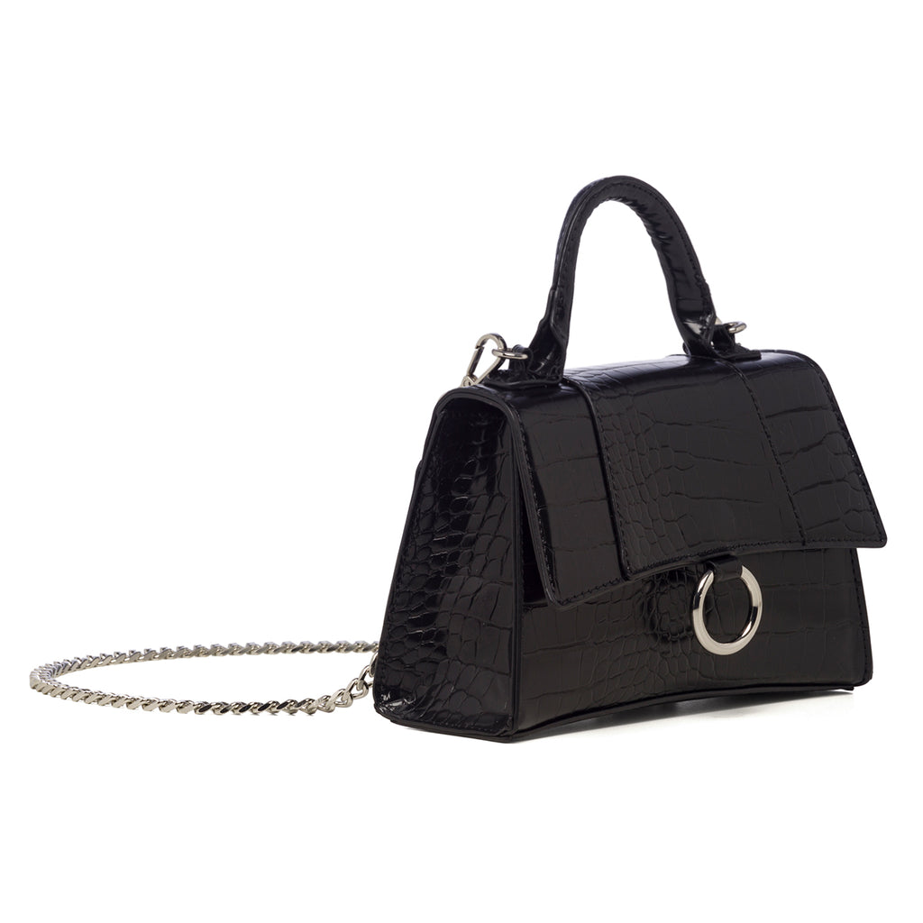 Borsa a mano nera da donna in pelle vegana effetto cocco Call It Spring Rockii