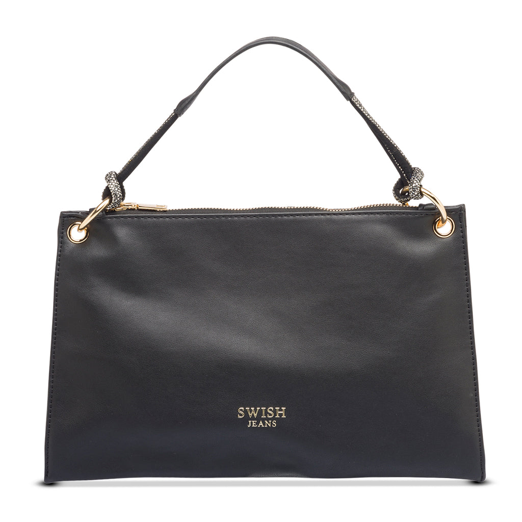 Borsa a mano nera da donna con strass Swish Jeans