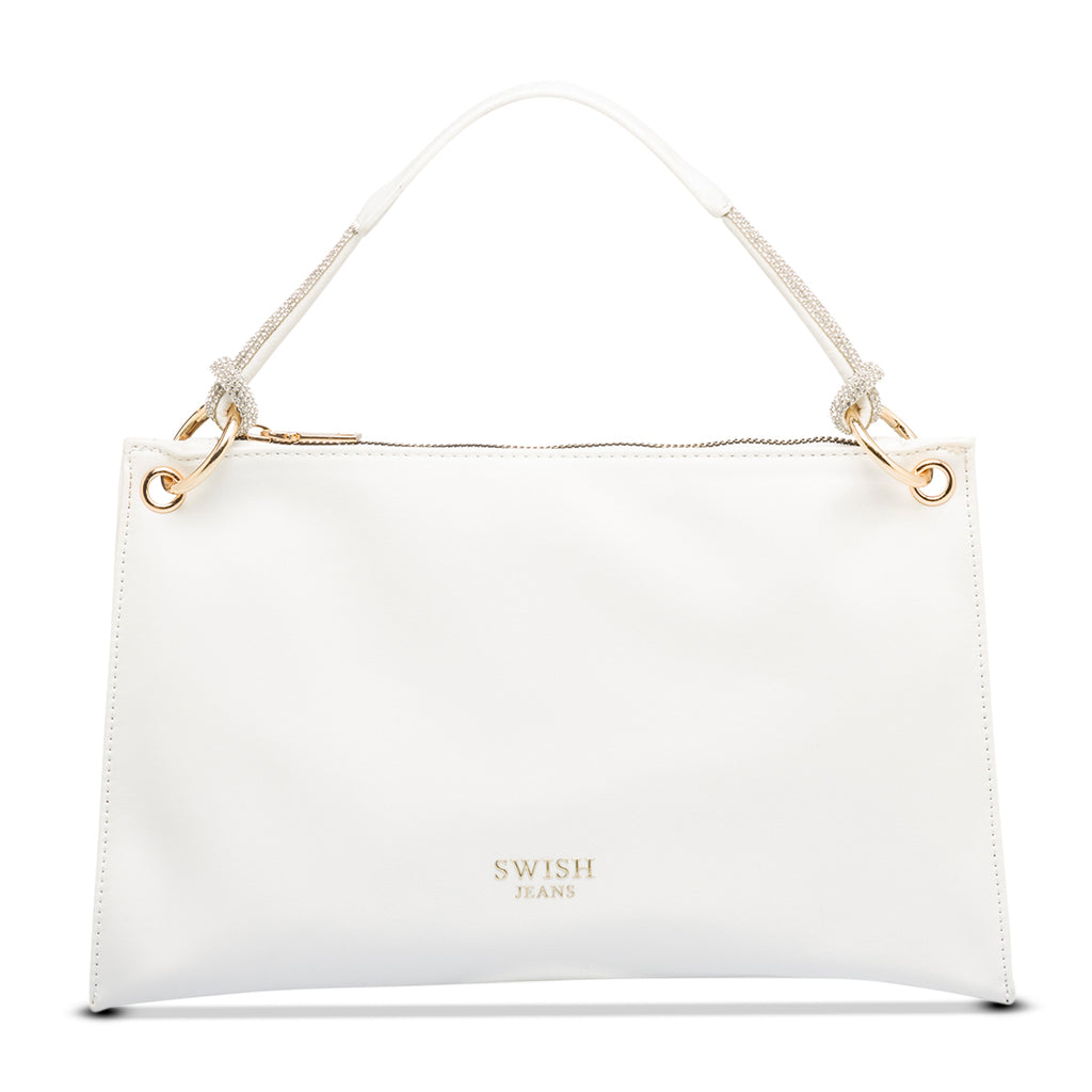 Borsa a mano bianca da donna con strass Swish Jeans