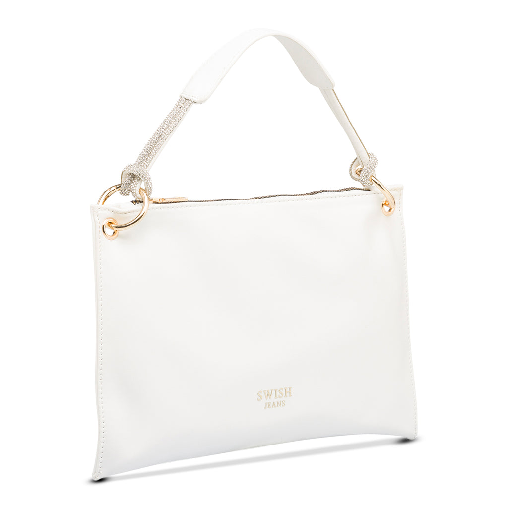 Borsa a mano bianca da donna con strass Swish Jeans