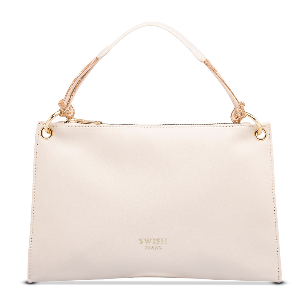 Borsa a mano nude da donna con strass Swish Jeans