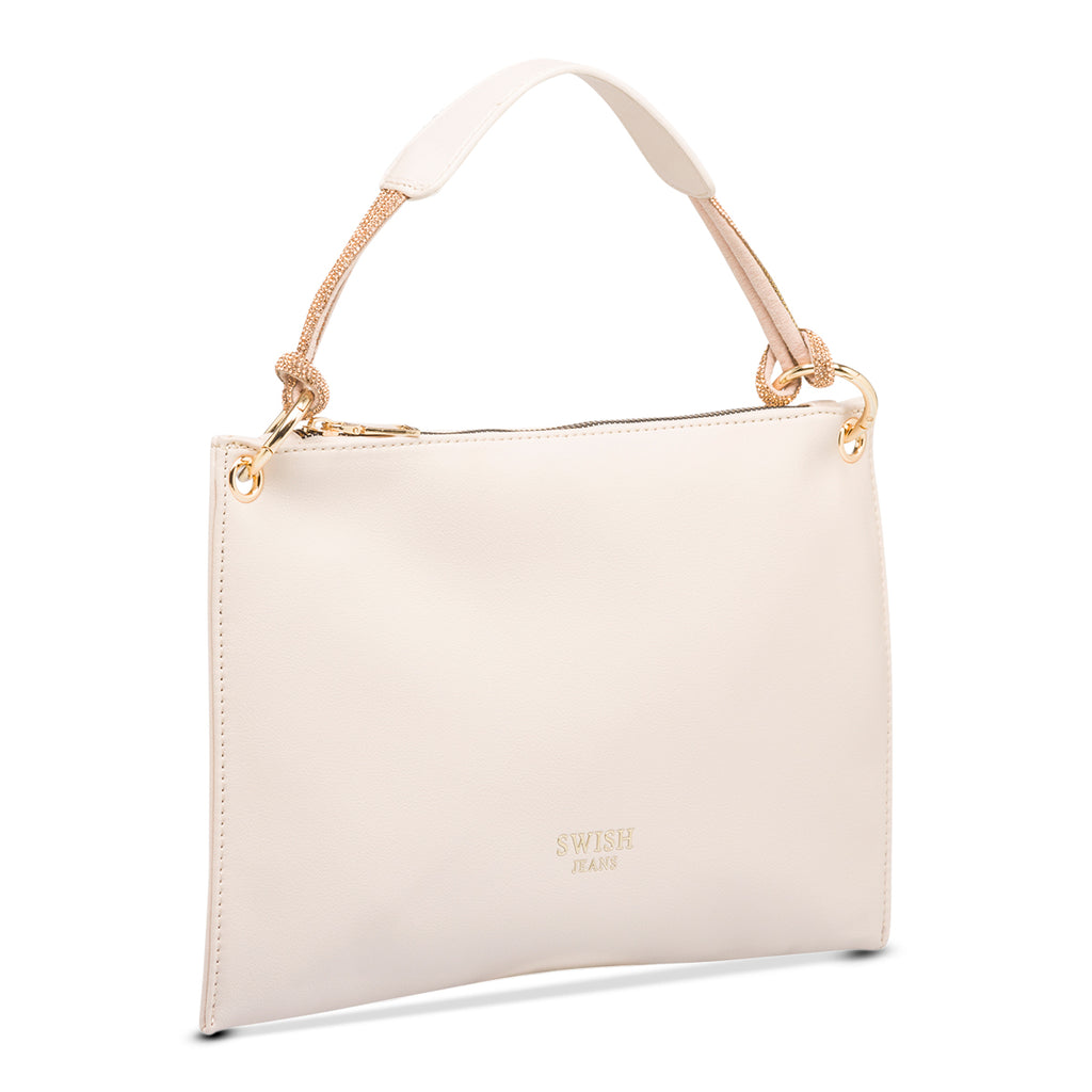 Borsa a mano nude da donna con strass Swish Jeans
