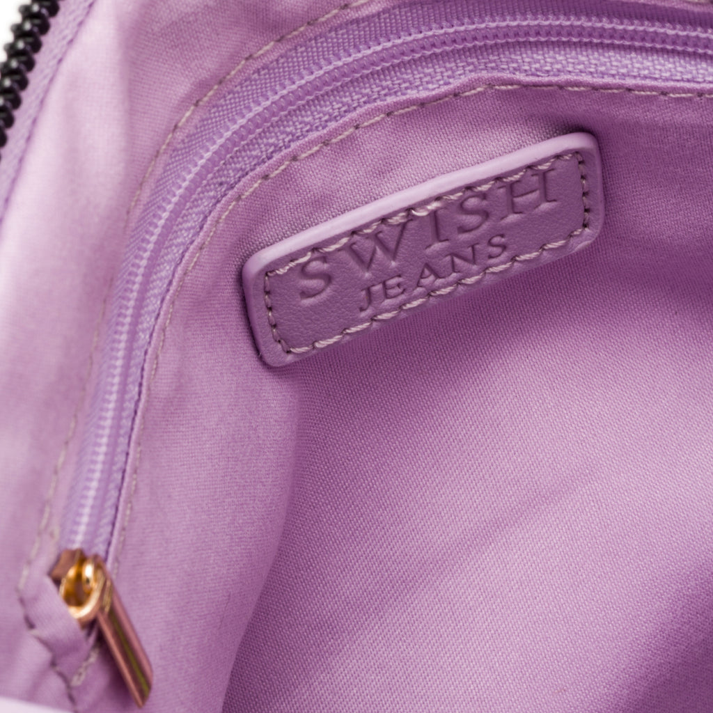 Borsa a mano lilla da donna con strass Swish Jeans