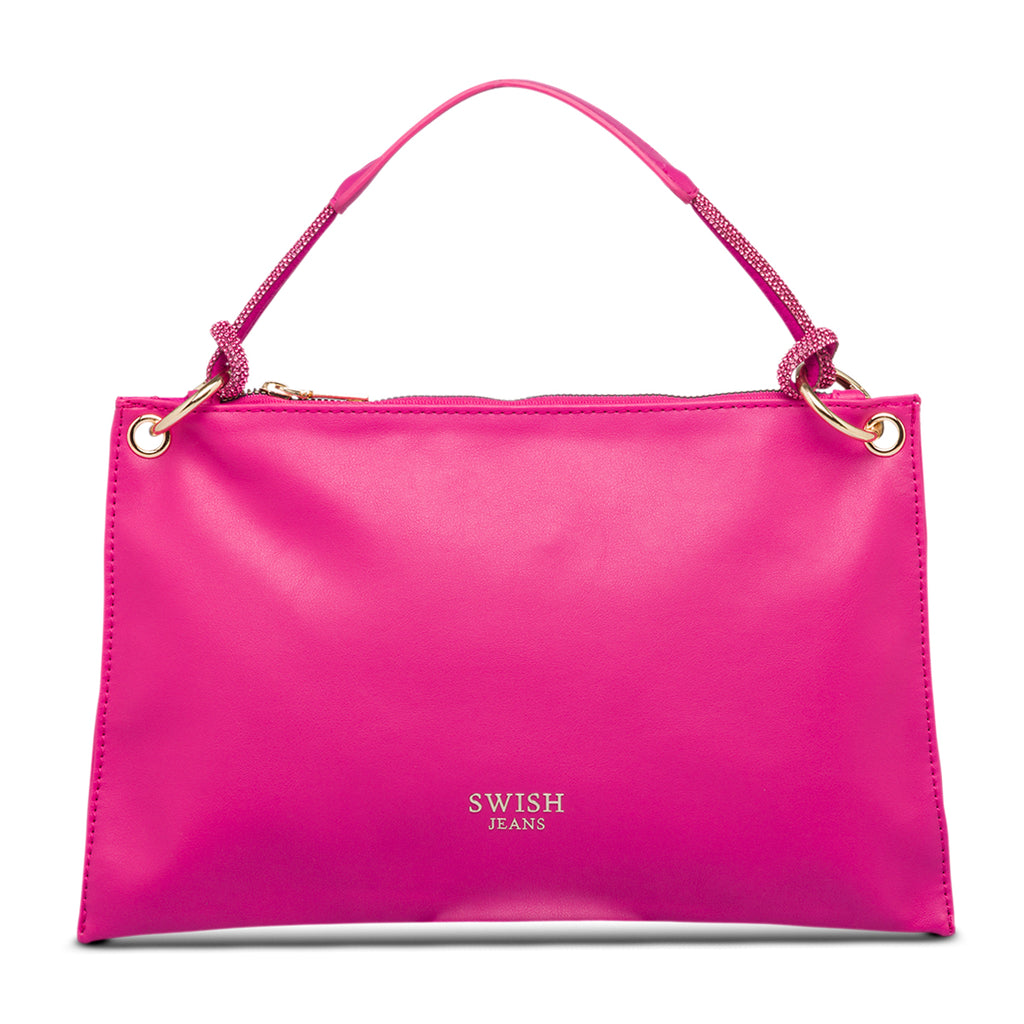 Borsa a mano fucsia da donna con strass Swish Jeans