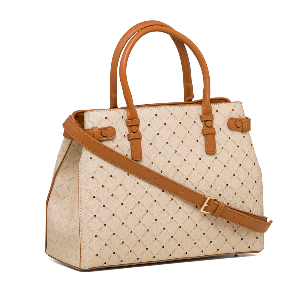 Borsa a mano beige con monogramma da donna Romeo Gigli Milano Gama