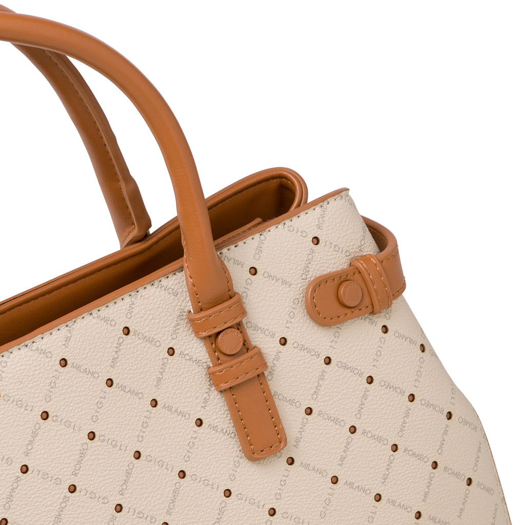 Borsa a mano beige con monogramma da donna Romeo Gigli Milano Gama