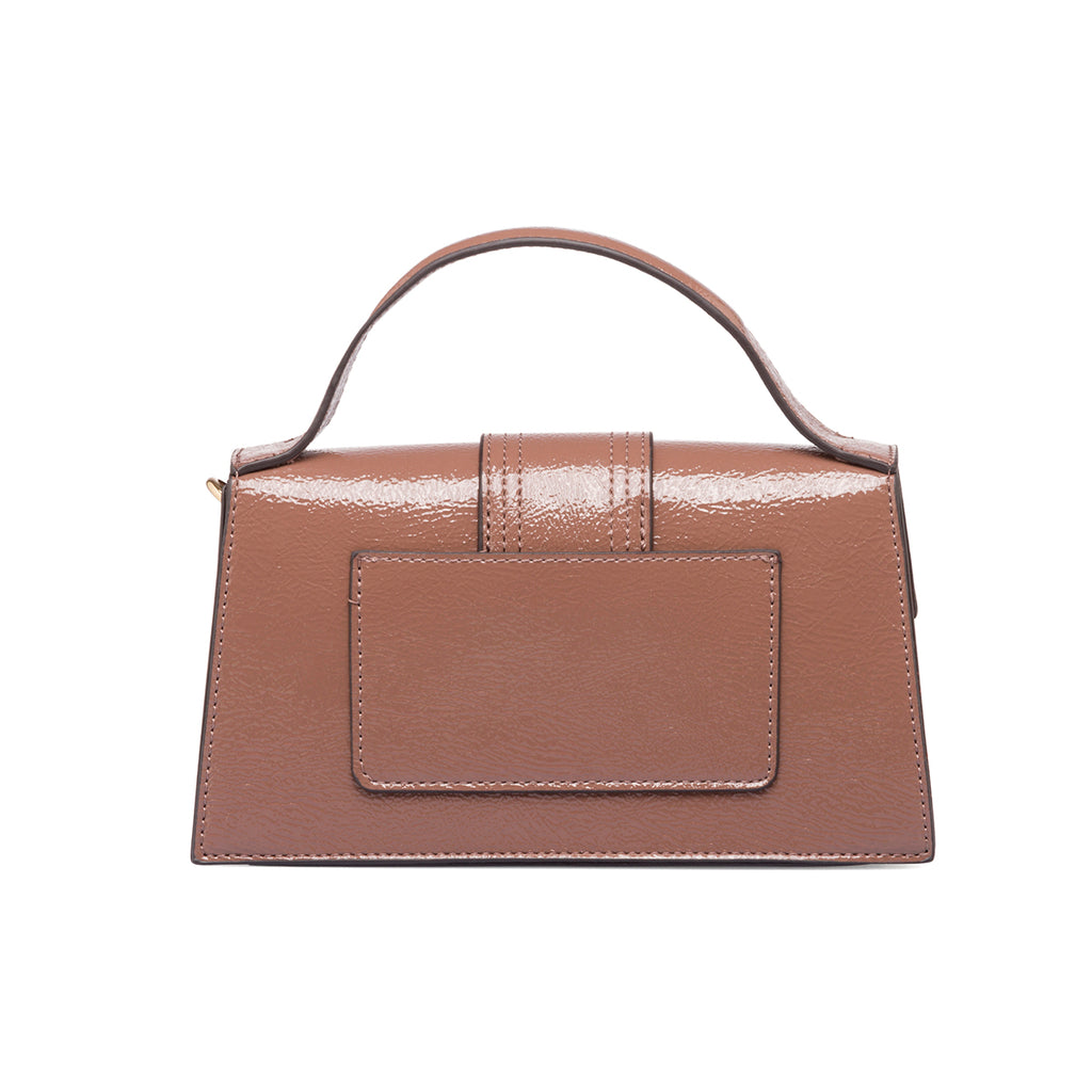 Borsa a mano marrone da donna con logo in metallo Swish Jeans