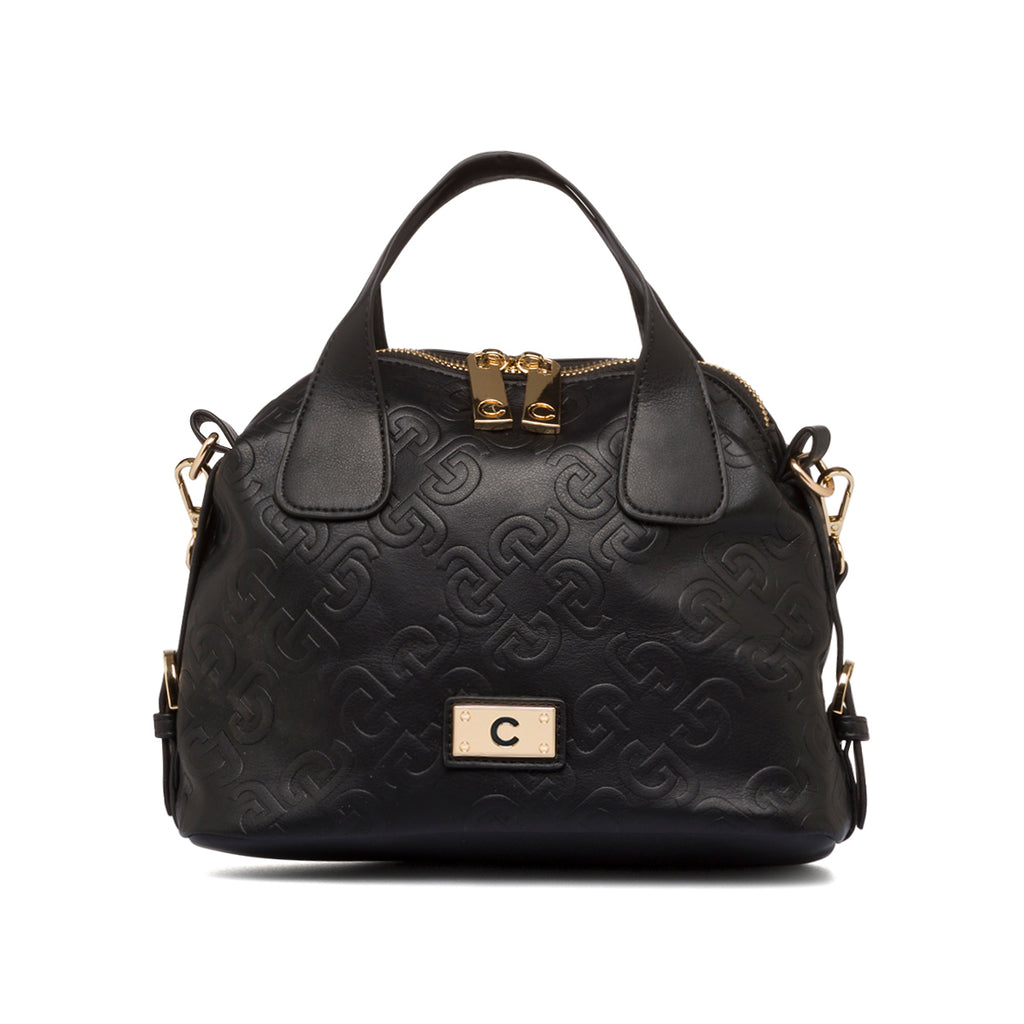 Borsa a spalla nera da donna con monogramma Carrera Ilary