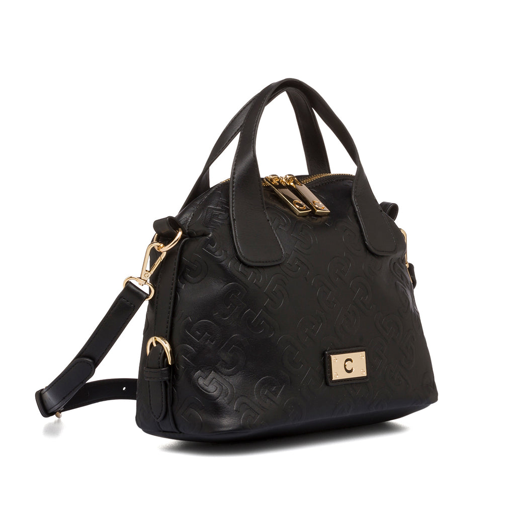 Borsa a spalla nera da donna con monogramma Carrera Ilary