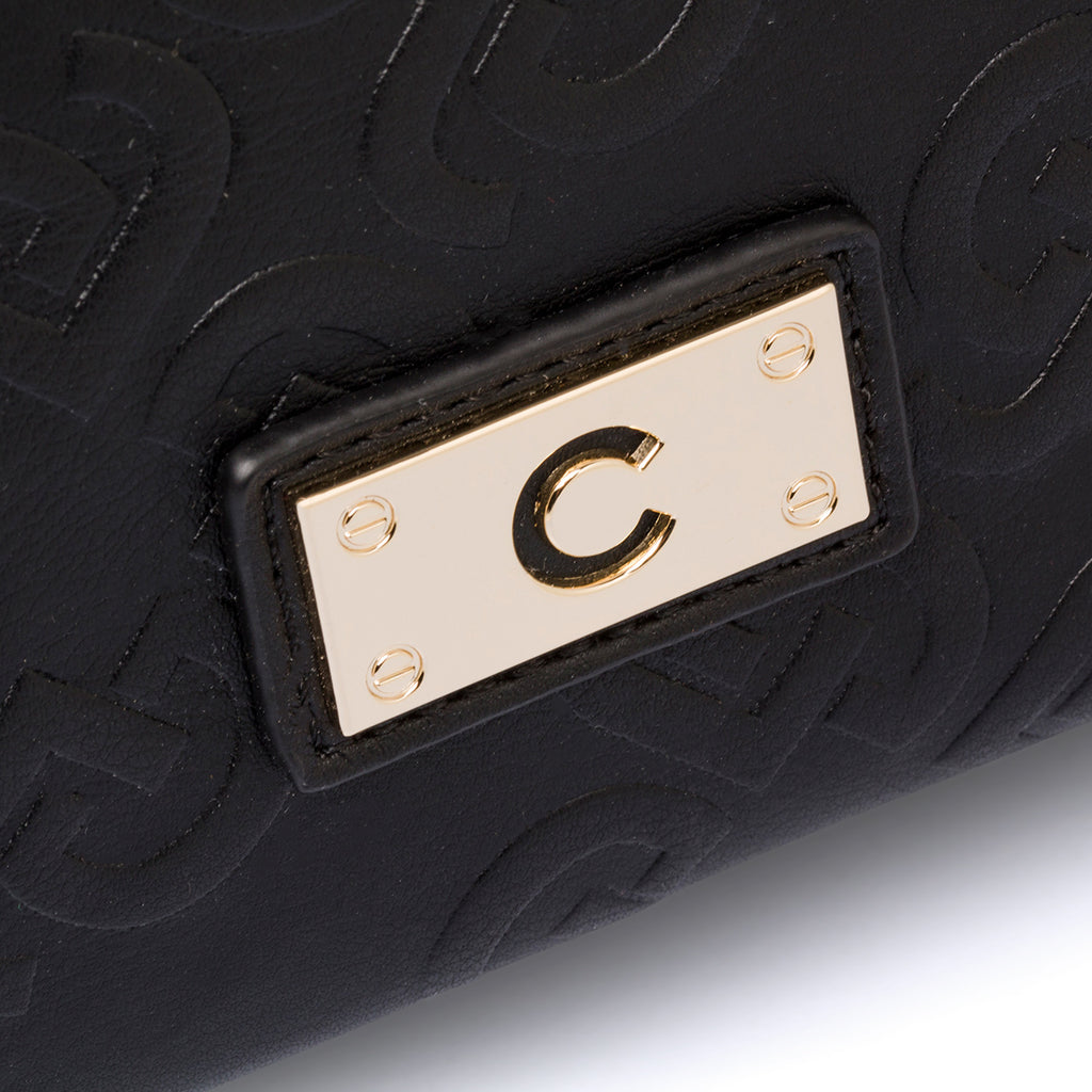 Borsa a spalla nera da donna con monogramma Carrera Ilary