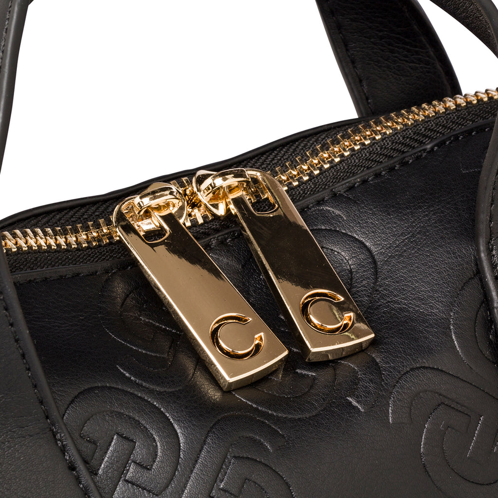 Borsa a spalla nera da donna con monogramma Carrera Ilary