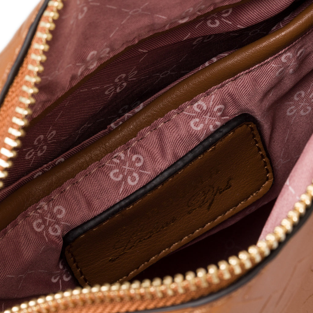 Borsa a spalla marrone da donna con monogramma Carrera Ilary