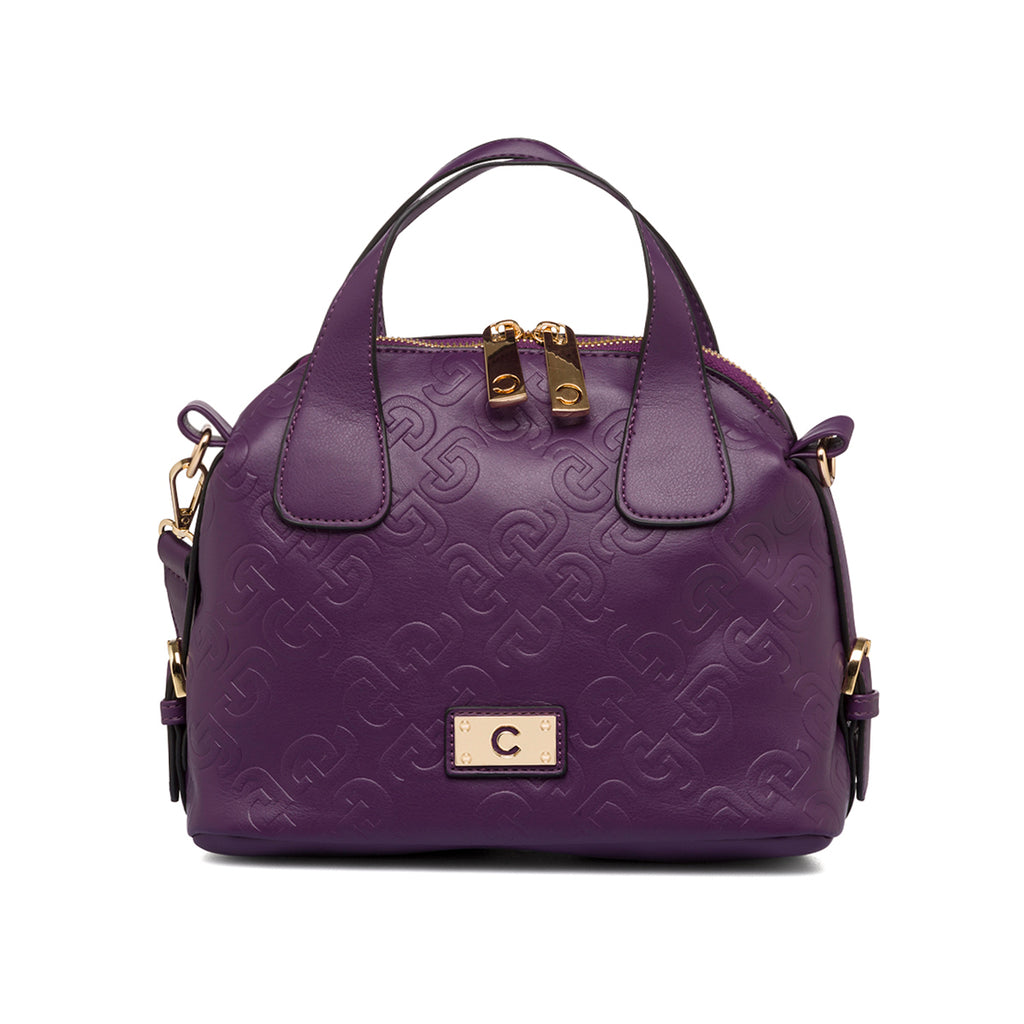 Borsa a spalla viola da donna con monogramma Carrera Ilary