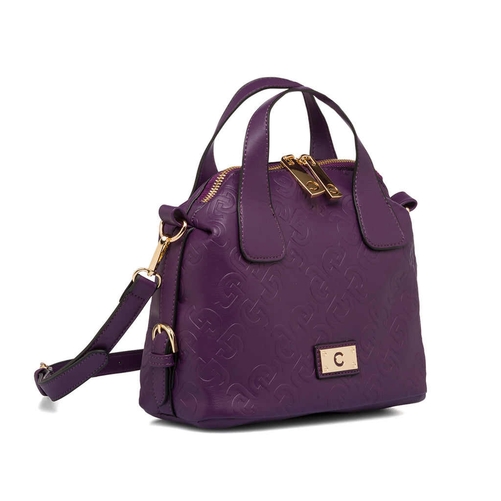 Borsa a spalla viola da donna con monogramma Carrera Ilary