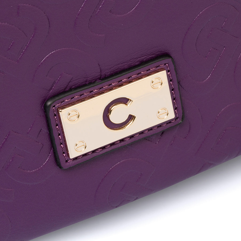 Borsa a spalla viola da donna con monogramma Carrera Ilary