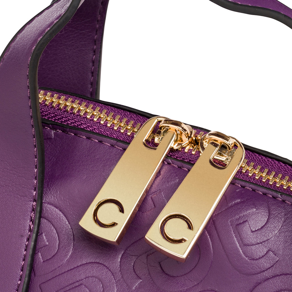 Borsa a spalla viola da donna con monogramma Carrera Ilary