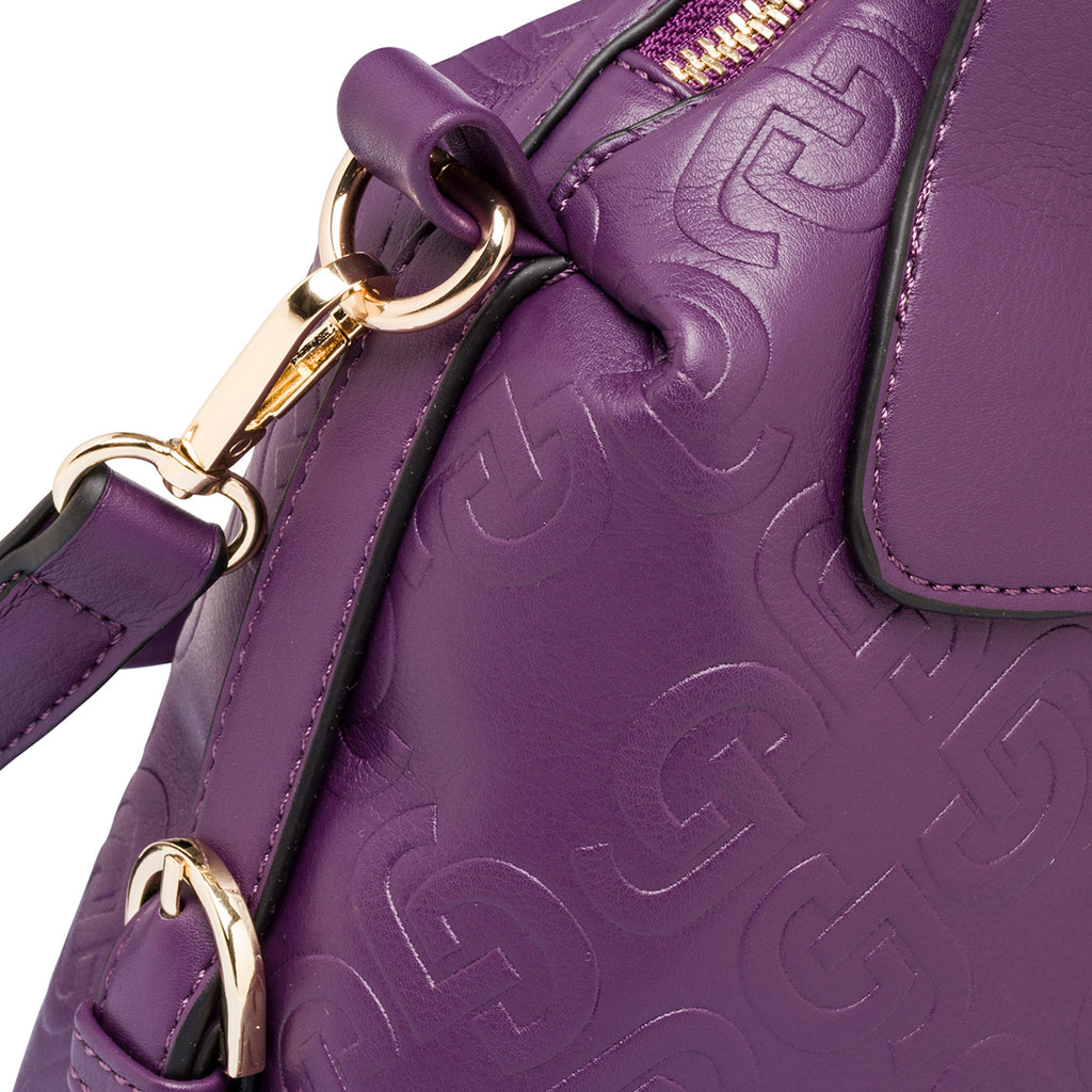 Borsa a spalla viola da donna con monogramma Carrera Ilary