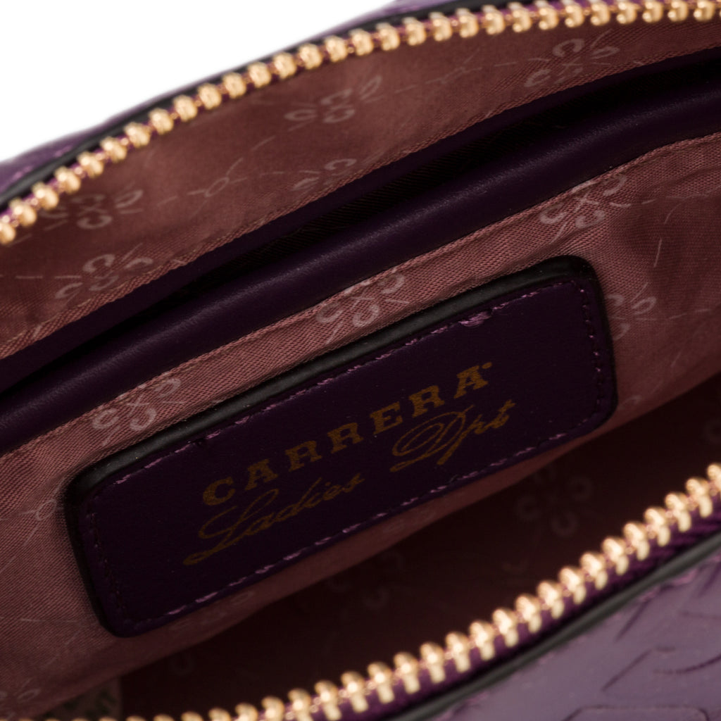 Borsa a spalla viola da donna con monogramma Carrera Ilary