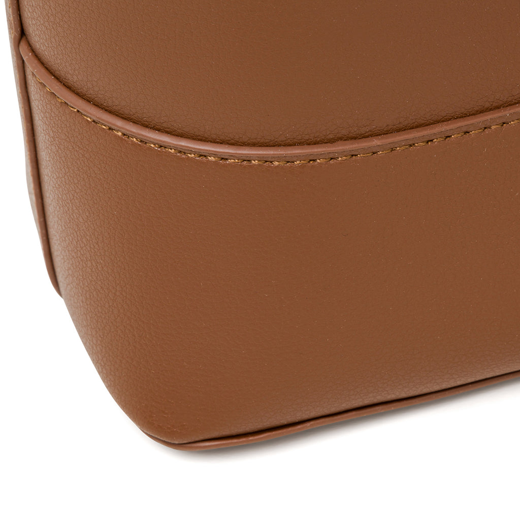 Borsa a mano da donna marrone con logo frontale Lora Ferres