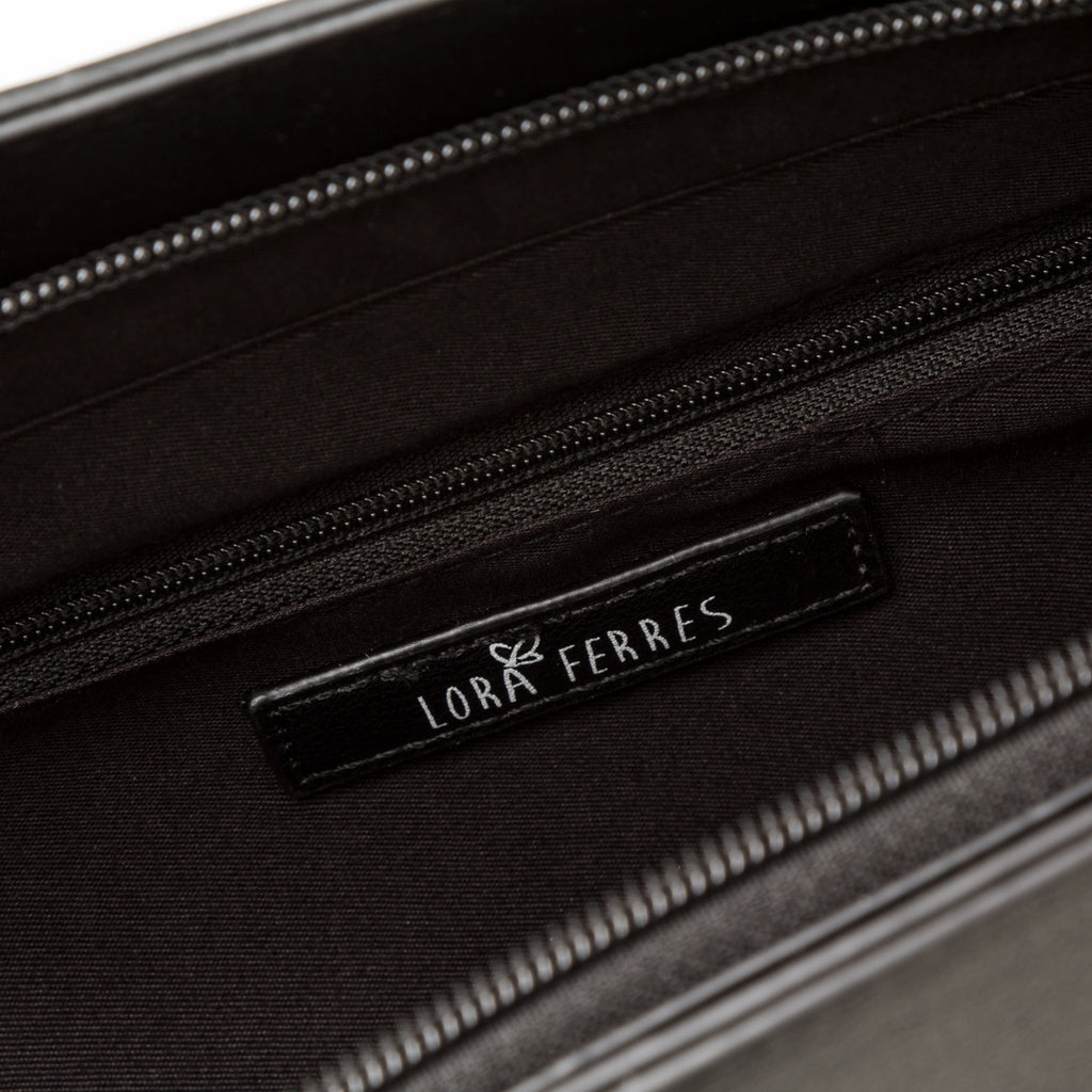 Borsa a mano nera da donna con chiusura a zip Lora Ferres