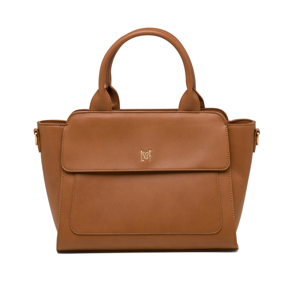 Borsa a mano marrone da donna con chiusura a zip Lora Ferres