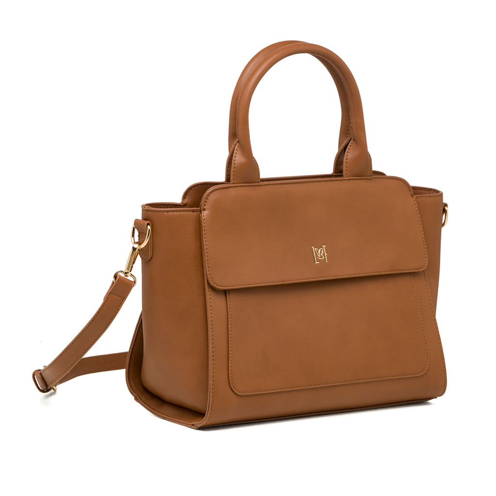 Borsa a mano marrone da donna con chiusura a zip Lora Ferres