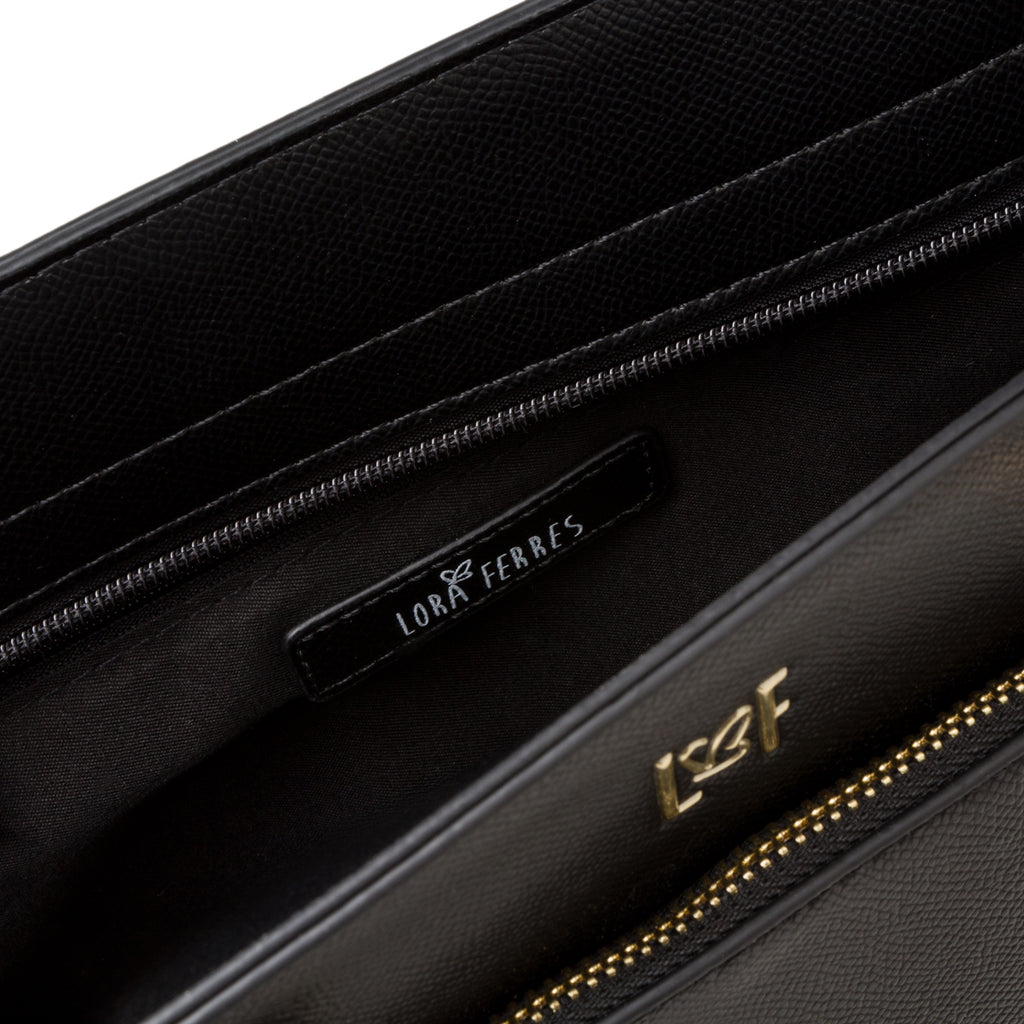 Borsa a mano nera da donna con chiusura a zip lora Ferres