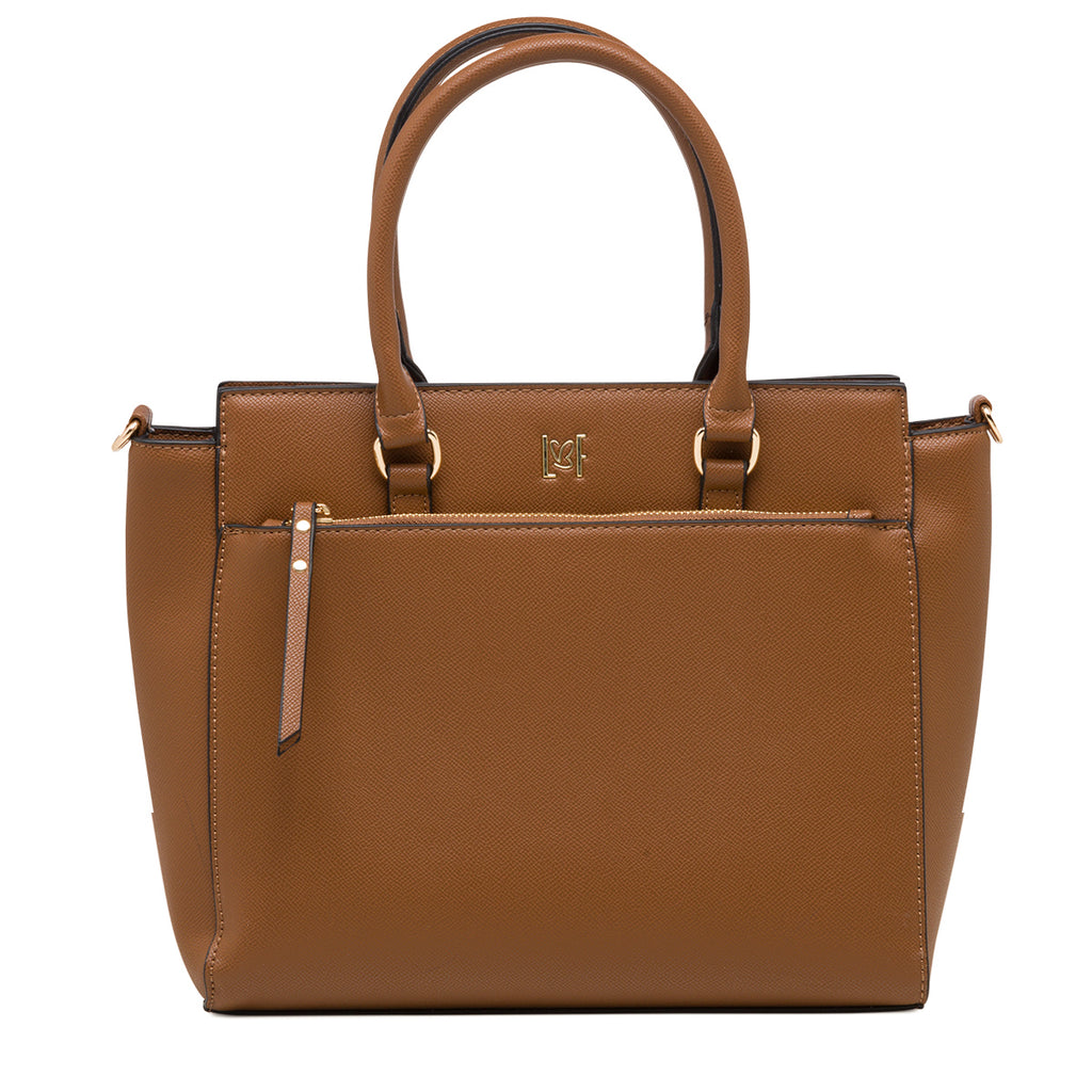 Borsa a mano marrone da donna con chiusura a zip lora Ferres