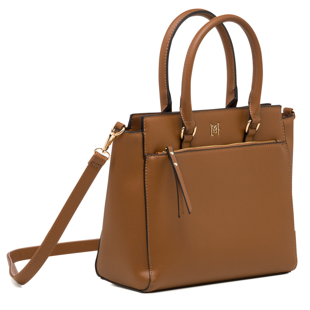 Borsa a mano marrone da donna con chiusura a zip lora Ferres