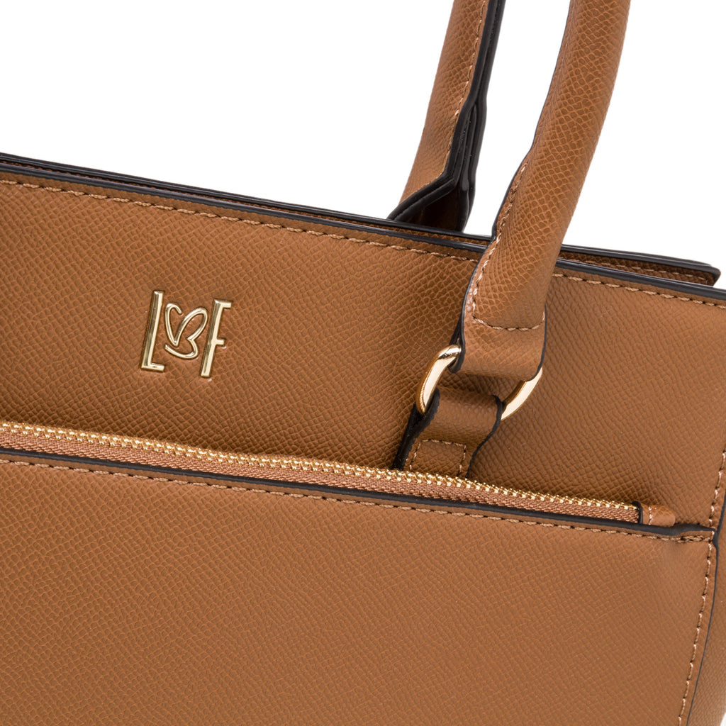 Borsa a mano marrone da donna con chiusura a zip lora Ferres