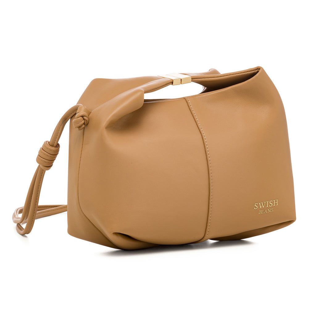 Borsa a mano marrone da donna con chiusura ad incastro Swish Jeans Bonita