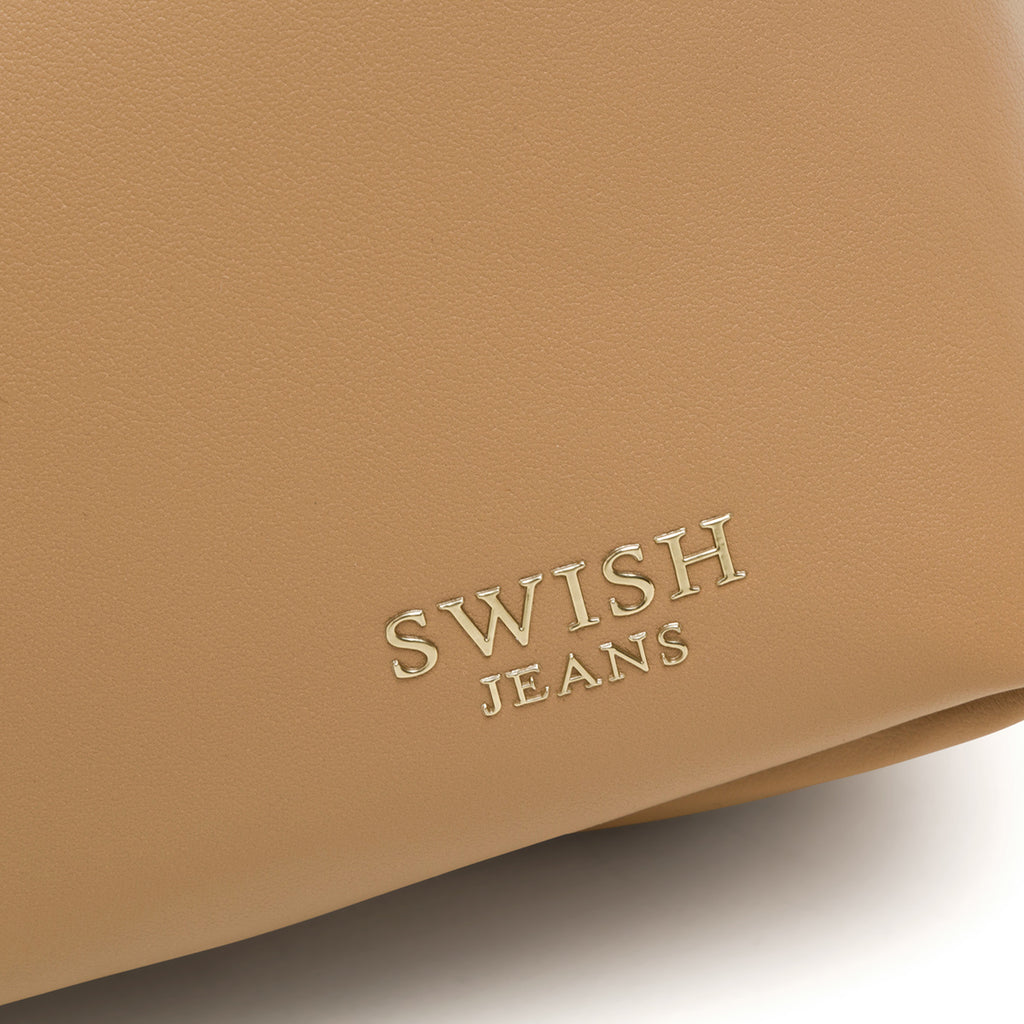 Borsa a mano marrone da donna con chiusura ad incastro Swish Jeans Bonita