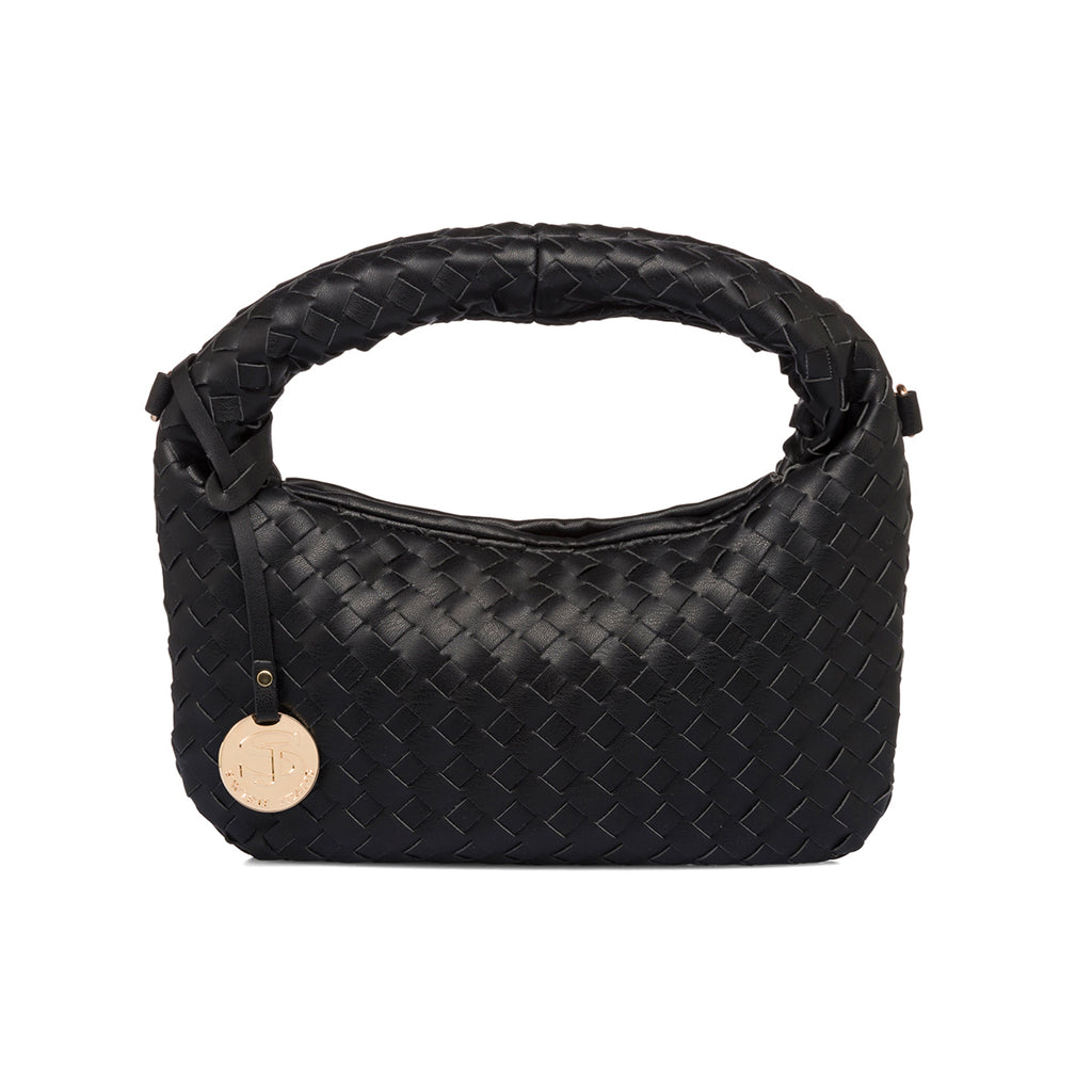 Borsa a mano nera effetto intrecciato da donna Swish Jeans Cica