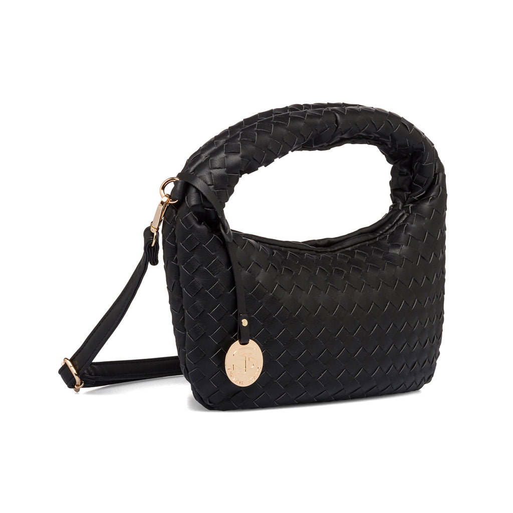 Borsa a mano nera effetto intrecciato da donna Swish Jeans Cica