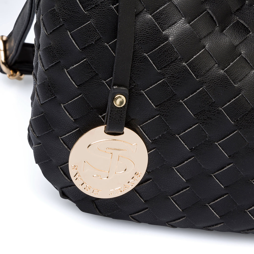 Borsa a mano nera effetto intrecciato da donna Swish Jeans Cica