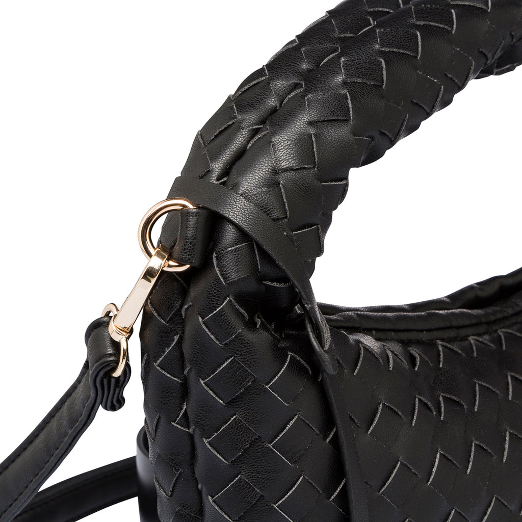 Borsa a mano nera effetto intrecciato da donna Swish Jeans Cica