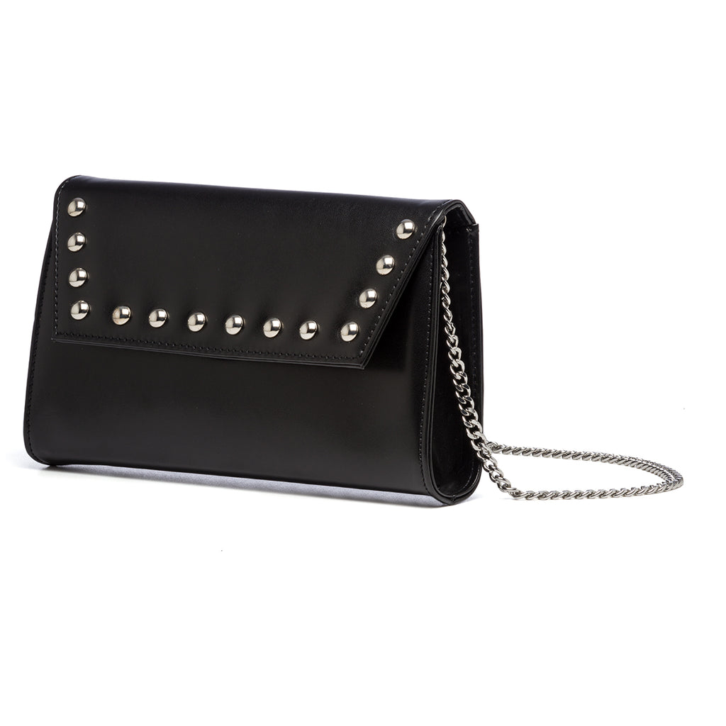 Borsa a tracolla nera con applicazione di borchie Lora Ferres