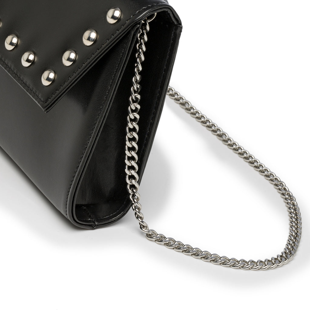 Borsa a tracolla nera con applicazione di borchie Lora Ferres