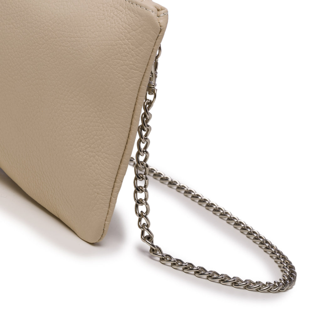 Borsa a tracolla in pelle martellata colore beige P Essentials