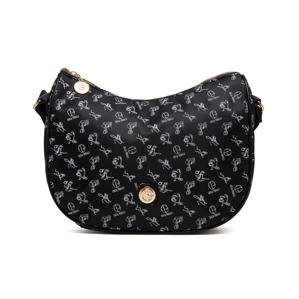 Borsa a tracolla nera con logo a contrasto Giulia Pieralli