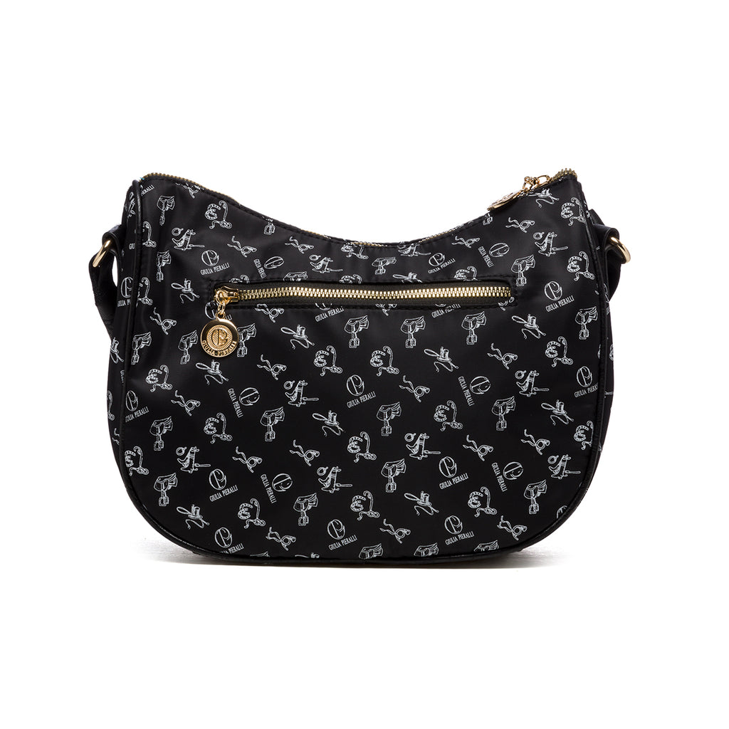 Borsa a tracolla nera con logo a contrasto Giulia Pieralli