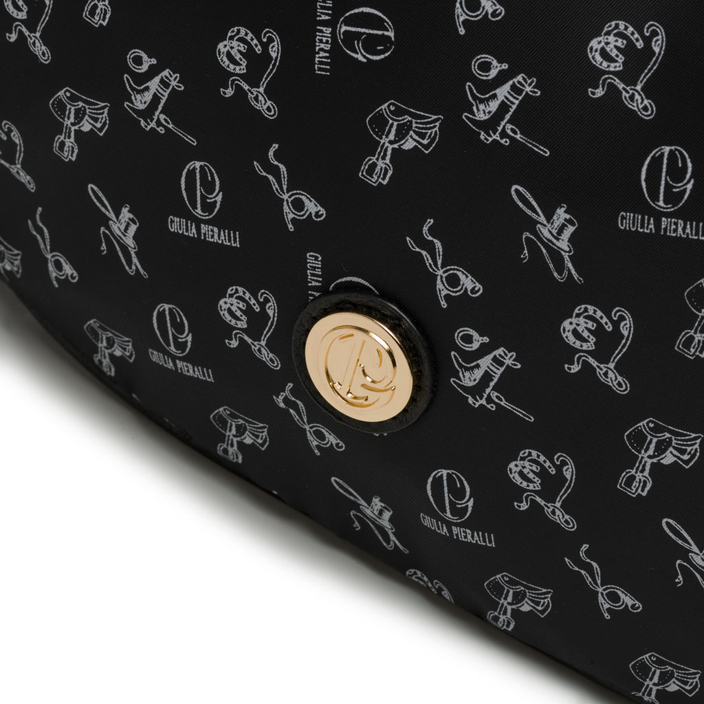 Borsa a tracolla nera con logo a contrasto Giulia Pieralli